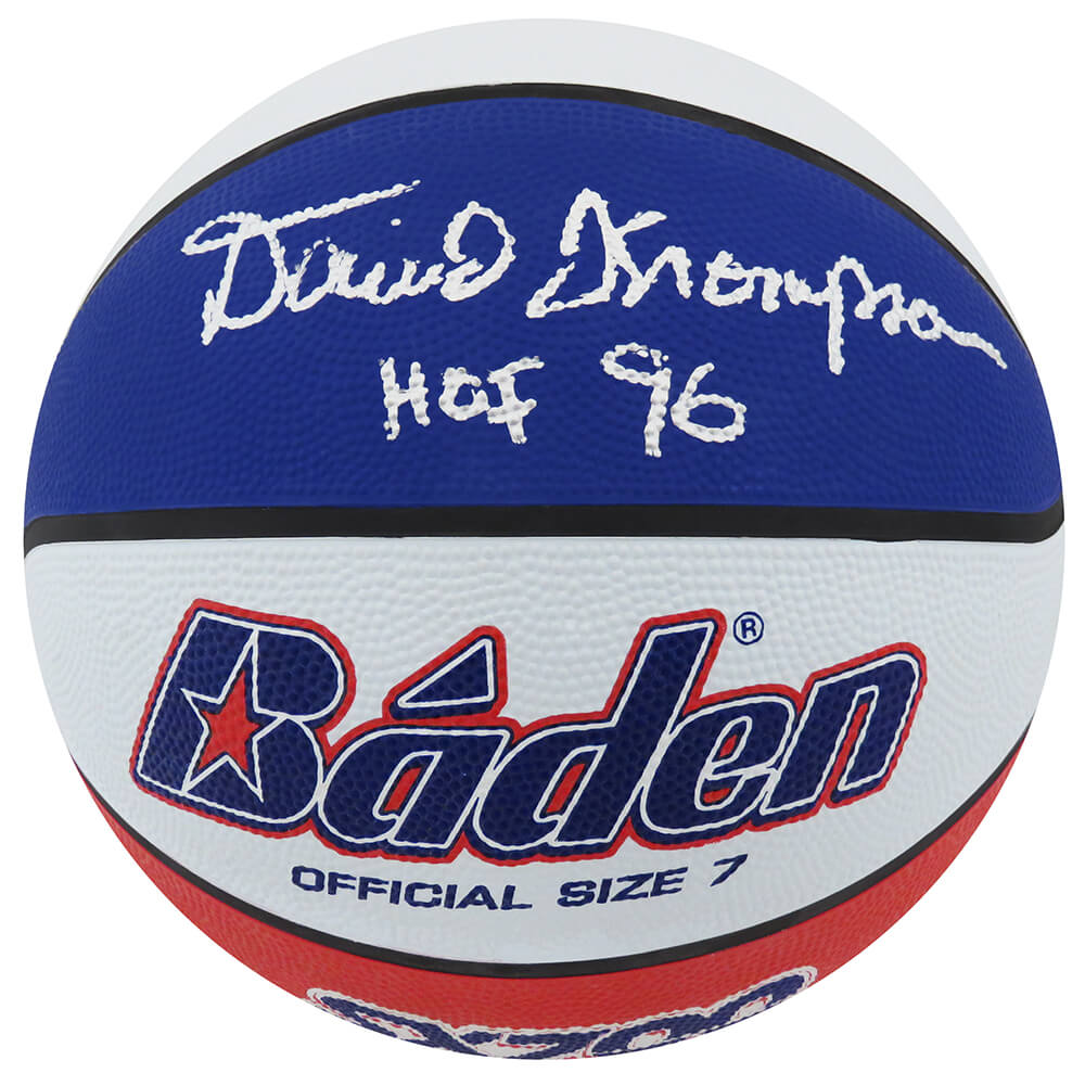 David Thompson Signed Baden Red, White & Blue Full Size Basketball w/HOF'96 - THOBSK247 - David Thompson Signed Baden Red, White & Blue Full Size Basketball w/HOF'96 product image