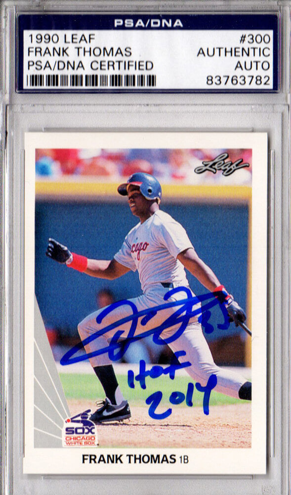Frank Thomas Signed Chicago White Sox 1990 Leaf Rookie Baseball Card #300 w/HOF 2014 - PSA/DNA - THOCAR106 - Frank Thomas Signed Chicago White Sox 1990 Leaf Rookie Baseball Card #300 w/HOF 2014 - PSA/DNA product image