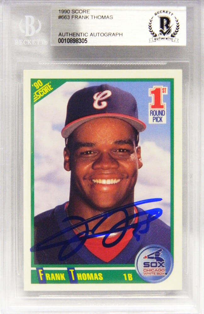 Frank Thomas Signed White Sox 1990 Score Rookie Card #663 (Beckett Encapsulated) - THOCAR108 - Frank Thomas Signed White Sox 1990 Score Rookie Card #663 (Beckett Encapsulated) product image