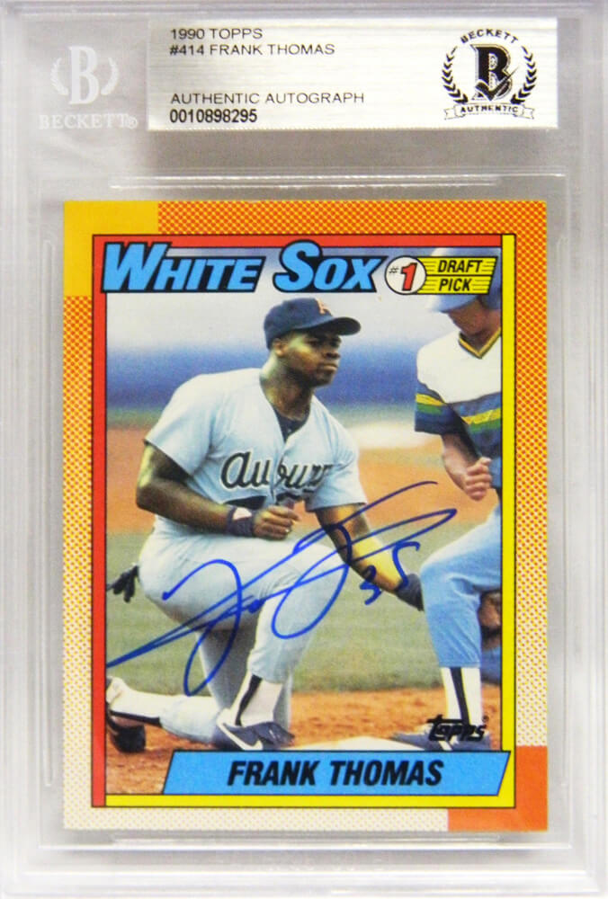 Frank Thomas Signed White Sox 1990 Topps Rookie Card #414 (Beckett Encapsulated) - THOCAR109 - Frank Thomas Signed White Sox 1990 Topps Rookie Card #414 (Beckett Encapsulated) product image