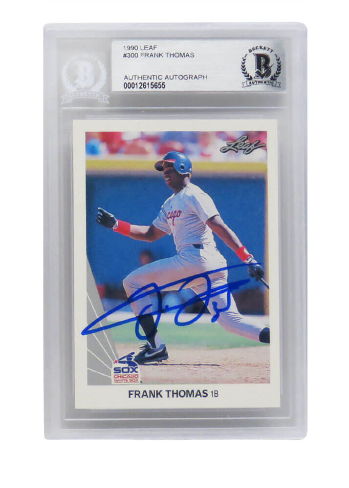 Frank Thomas Signed White Sox 1990 Leaf Rookie Card #300 (Beckett Encapsulated) - THOCAR110 - Frank Thomas Signed White Sox 1990 Leaf Rookie Card #300 (Beckett Encapsulated) product image
