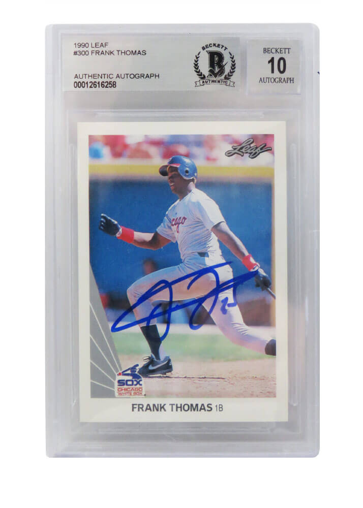 Frank Thomas Signed White Sox 1990 Leaf Rookie Card #300 (Beckett / Auto Grade 10) - THOCAR111 - Frank Thomas Signed White Sox 1990 Leaf Rookie Card #300 (Beckett / Auto Grade 10) product image