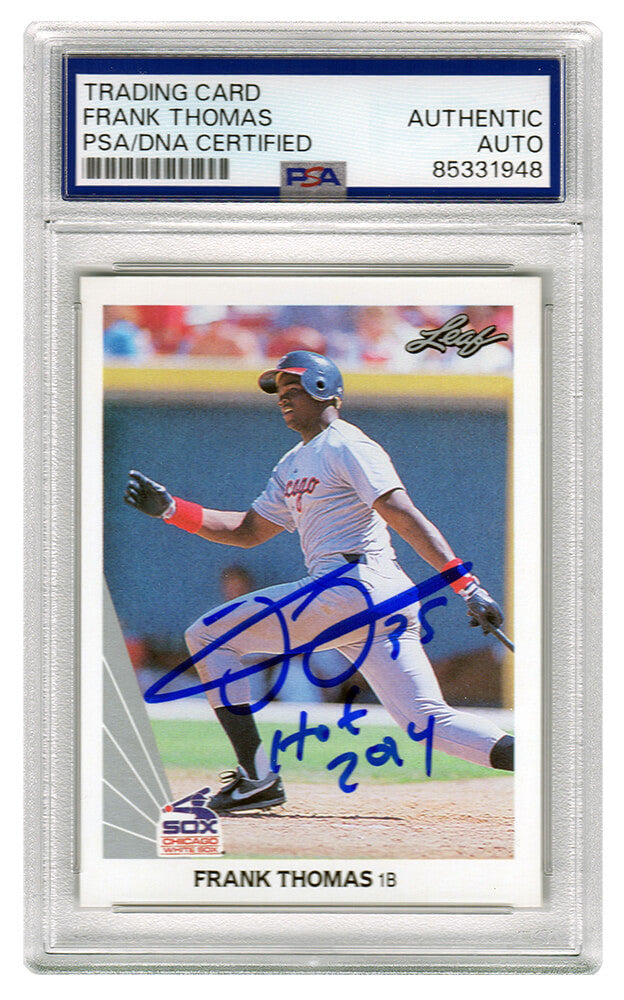 Frank Thomas Signed White Sox 1990 Leaf Rookie Baseball Card #300 w/HOF 2014 (PSA Encapsulated) - THOCAR121 - Frank Thomas Signed White Sox 1990 Leaf Rookie Baseball Card #300 w/HOF 2014 (PSA Encapsulated) product image
