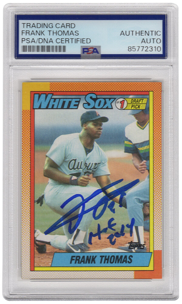 Frank Thomas Signed White Sox 1990 Topps Rookie Baseball Card #414 w/HOF 2014 - (PSA Encapsulated) - THOCAR129 - Frank Thomas Signed White Sox 1990 Topps Rookie Baseball Card #414 w/HOF 2014 - (PSA Encapsulated) product image