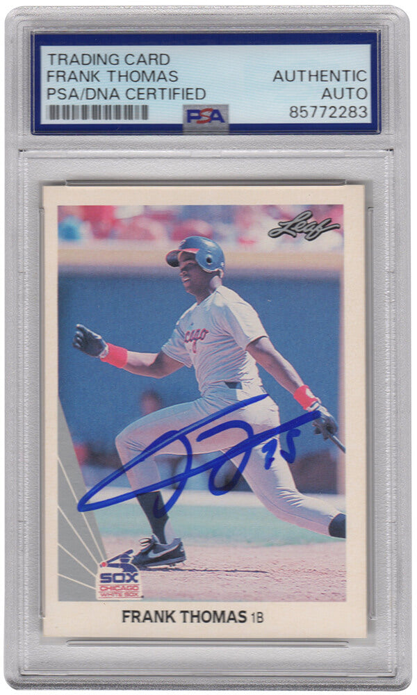 Frank Thomas Signed White Sox 1990 Leaf Rookie Baseball Trading Card #300 - (PSA Encapsulated) - THOCAR130 - Frank Thomas Signed White Sox 1990 Leaf Rookie Baseball Trading Card #300 - (PSA Encapsulated) product image