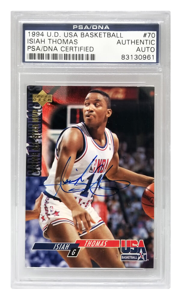 Isiah Thomas Signed 1994 Upper Deck USA Basketball Trading Card #70 (PSA Encapsulated) - THOCAR201 - Isiah Thomas Signed 1994 Upper Deck USA Basketball Trading Card #70 (PSA Encapsulated) product image