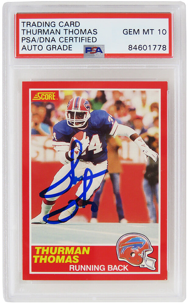 Thurman Thomas Signed Buffalo Bills 1989 Score Rookie Card #211 - (PSA/DNA / Auto Grade 10) - THOCAR304 - Thurman Thomas Signed Buffalo Bills 1989 Score Rookie Card #211 - (PSA/DNA / Auto Grade 10) product image