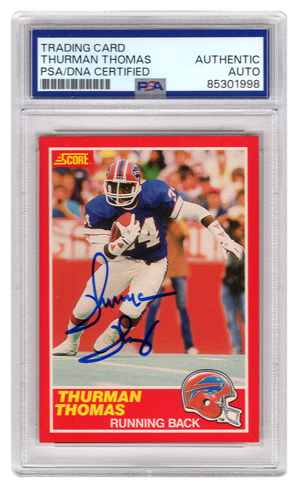 Thurman Thomas Signed Bills 1989 Score Rookie Football Card #211 - (PSA Encapsulated) - THOCAR306 - Thurman Thomas Signed Bills 1989 Score Rookie Football Card #211 - (PSA Encapsulated) product image