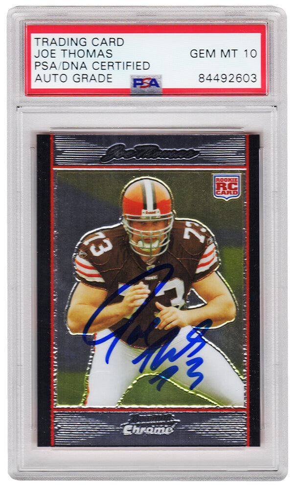 Joe Thomas Signed Cleveland Browns 2007 Bowman Chrome Rookie Card #BC94 (PSA/DNA Encapsulated - Auto Grade 10) - THOCAR317 - Joe Thomas Signed Cleveland Browns 2007 Bowman Chrome Rookie Card #BC94 (PSA/DNA Encapsulated - Auto Grade 10) product image