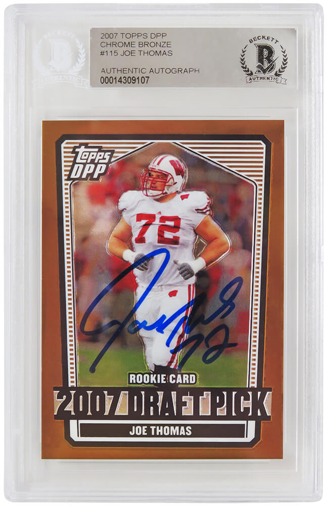 Joe Thomas Signed 2007 Topps DPP Rookie Football Trading Card #115 - (Beckett Encapsulated) - THOCAR324 - Joe Thomas Signed 2007 Topps DPP Rookie Football Trading Card #115 - (Beckett Encapsulated) product image