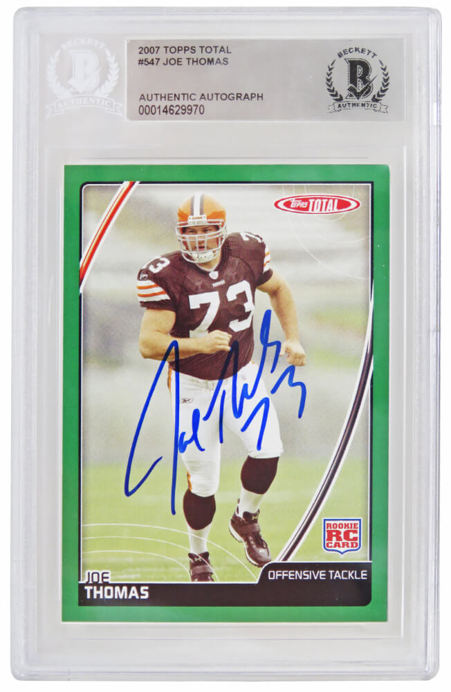 Joe Thomas Signed Cleveland Browns 2007 Topps Total Rookie Football Card #547 - (Beckett Encapsulated) - THOCAR327 - Joe Thomas Signed Cleveland Browns 2007 Topps Total Rookie Football Card #547 - (Beckett Encapsulated) product image