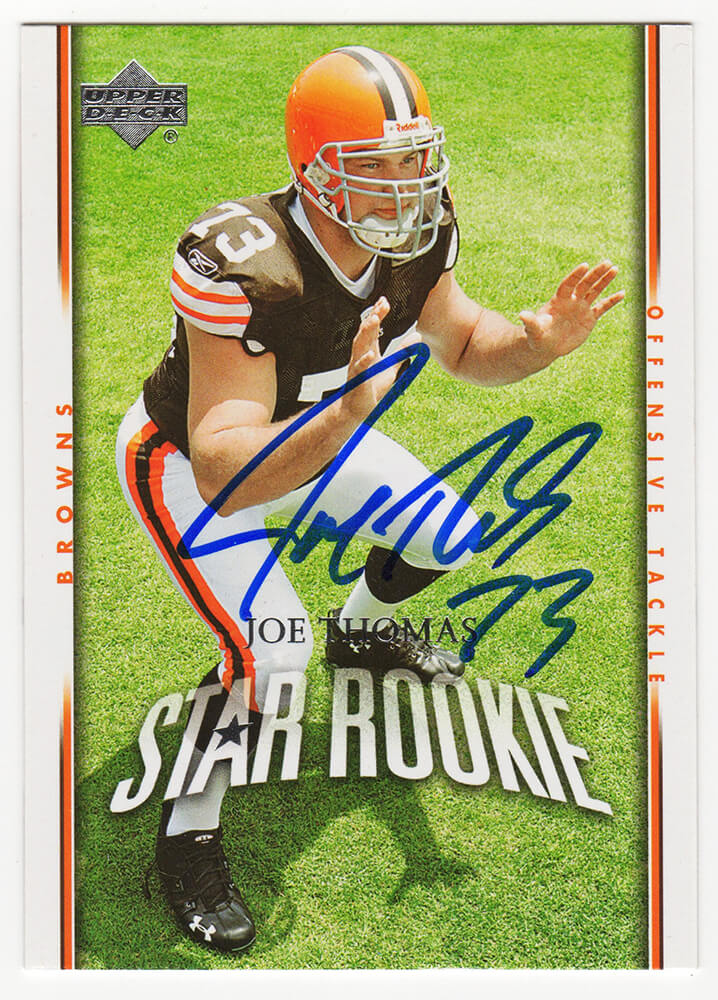 Joe Thomas Signed Cleveland Browns 2007 Upper Deck Rookie Football Card #295 - THOCAR330 - Joe Thomas Signed Cleveland Browns 2007 Upper Deck Rookie Football Card #295 product image