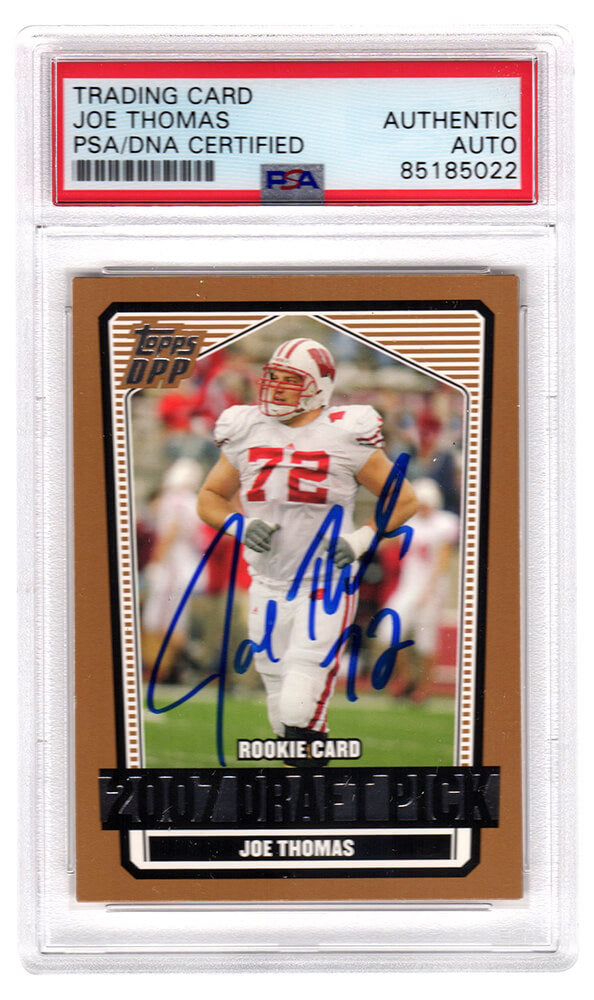 Joe Thomas Signed 2007 Topps DPP Rookie Football Trading Card #115 - (PSA/DNA Encapsulated) - THOCAR335 - Joe Thomas Signed 2007 Topps DPP Rookie Football Trading Card #115 - (PSA/DNA Encapsulated) product image