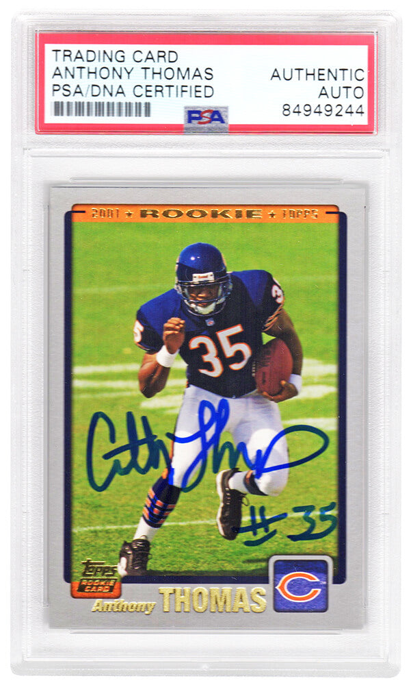 Anthony Thomas Signed Chicago Bears 2001 Topps Rookie Football Card #358 - (PSA Encapsulated) - THOCAR350 - Anthony Thomas Signed Chicago Bears 2001 Topps Rookie Football Card #358 - (PSA Encapsulated) product image