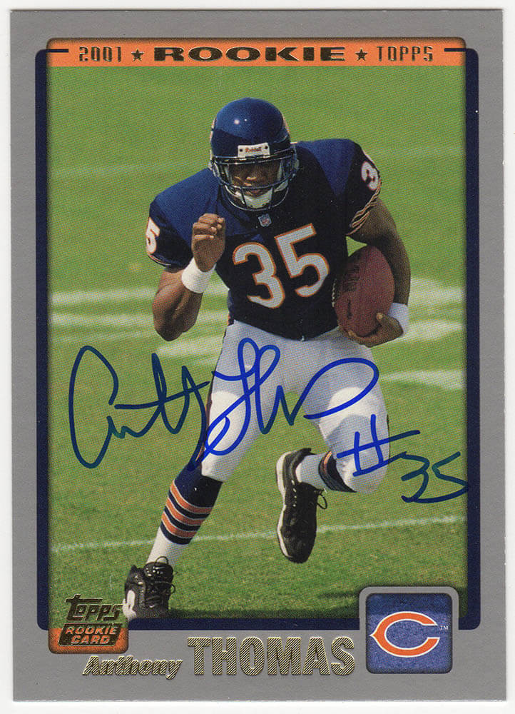 Anthony Thomas Signed Chicago Bears 2001 Topps Rookie Football Card #358 - THOCAR352 - Anthony Thomas Signed Chicago Bears 2001 Topps Rookie Football Card #358 product image