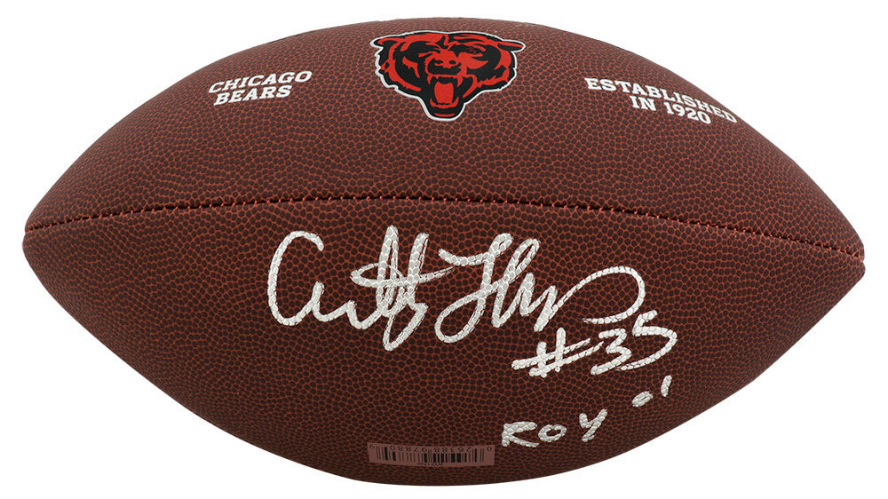 Anthony Thomas Signed Chicago Bears Brown Logo Football w/ROY'01 - THOFTB342 - Anthony Thomas Signed Chicago Bears Brown Logo Football w/ROY'01 product image
