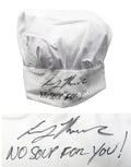 Larry Thomas Signed White Chefs Hat w/No Soup For You - THOHAT500 - Larry Thomas Signed White Chefs Hat w/No Soup For You product image