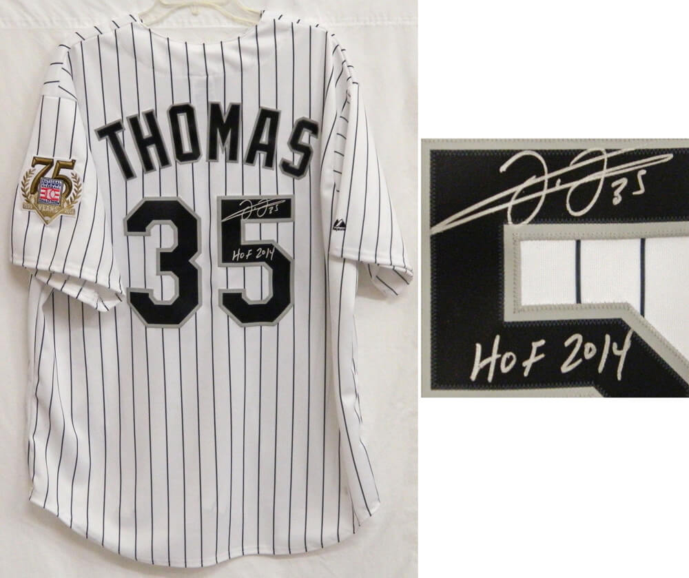 Frank Thomas Signed White Sox Majestic Pinstripe Cooperstown Jersey w/HOF 2014 - THOJRY101 - Frank Thomas Signed White Sox Majestic Pinstripe Cooperstown Jersey w/HOF 2014 product image