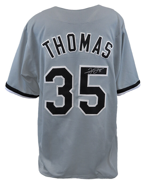 Frank Thomas Signed Grey Custom Baseball Jersey - THOJRY106 - Frank Thomas Signed Grey Custom Baseball Jersey product image