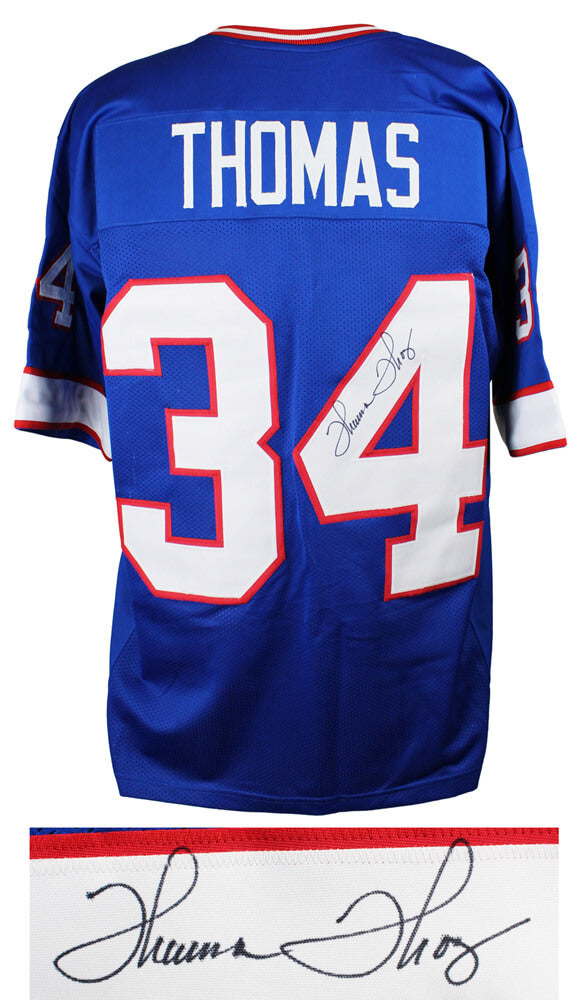 Thurman Thomas Signed Blue Throwback Custom Jersey - THOJRY310 - Thurman Thomas Signed Blue Throwback Custom Jersey product image