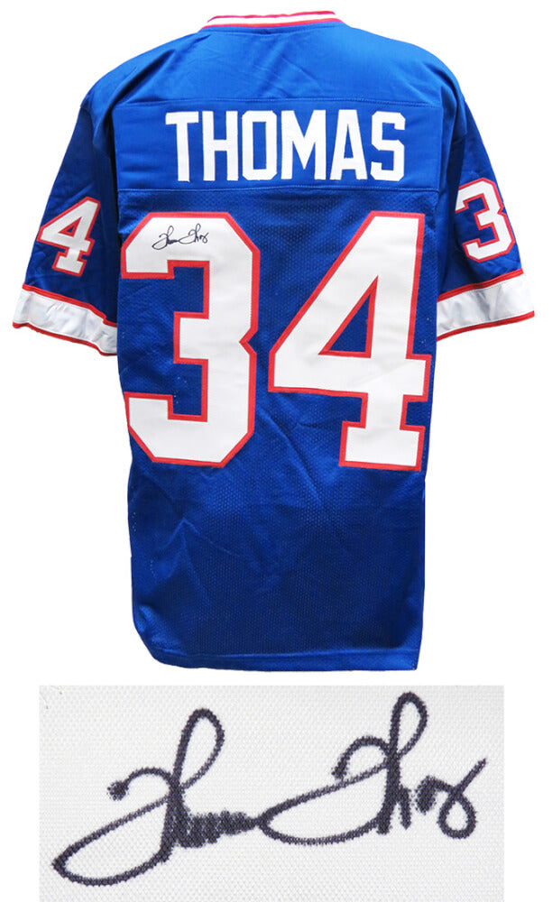 Thurman Thomas Signed Blue Throwback Custom Football Jersey - THOJRY311 - Thurman Thomas Signed Blue Throwback Custom Football Jersey product image