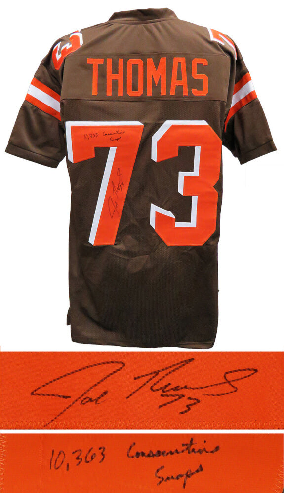 Joe Thomas Signed Brown Custom Football Jersey w/10,363 Consecutive Snaps - THOJRY323 - Joe Thomas Signed Brown Custom Football Jersey w/10,363 Consecutive Snaps product image
