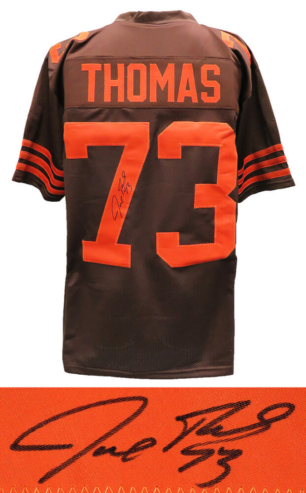 Joe Thomas Signed Brown With Orange Numbers Custom Football Jersey - THOJRY324 - Joe Thomas Signed Brown With Orange Numbers Custom Football Jersey product image