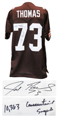 Joe Thomas Signed Brown Custom Jersey w/10,363 Consecutive Snaps - THOJRY325 - Joe Thomas Signed Brown Custom Jersey w/10,363 Consecutive Snaps product image