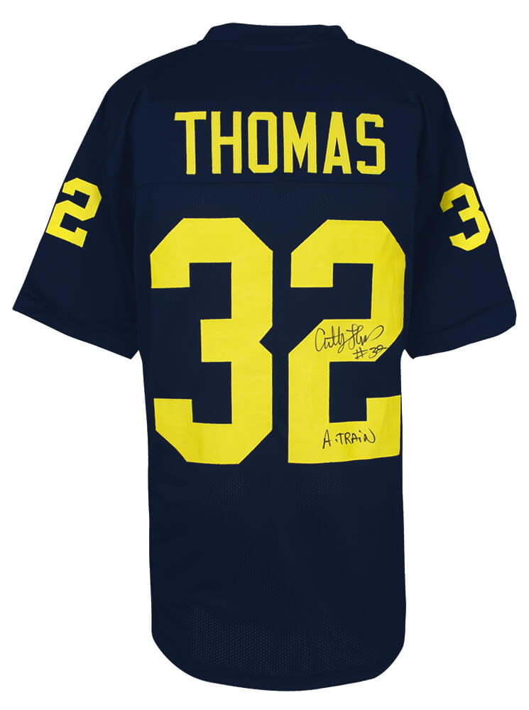 Anthony Thomas Signed Navy Custom College Football Jersey w/A-Train - THOJRY351 - Anthony Thomas Signed Navy Custom College Football Jersey w/A-Train product image
