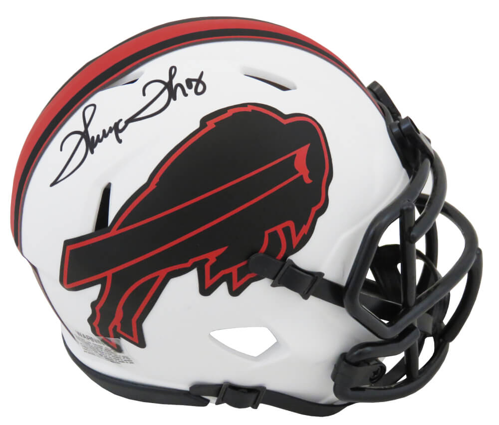 Thurman Thomas Signed Buffalo Bills Lunar Eclipse White Matte Riddell Speed Mini Helmet - THOMIN309 - Thurman Thomas Signed Buffalo Bills Lunar Eclipse White Matte Riddell Speed Mini Helmet product image
