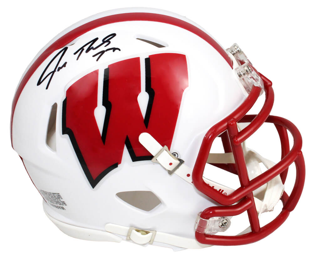 Joe Thomas Signed Wisconsin Badgers White Riddell Speed Mini Helmet - THOMIN331 - Joe Thomas Signed Wisconsin Badgers White Riddell Speed Mini Helmet product image