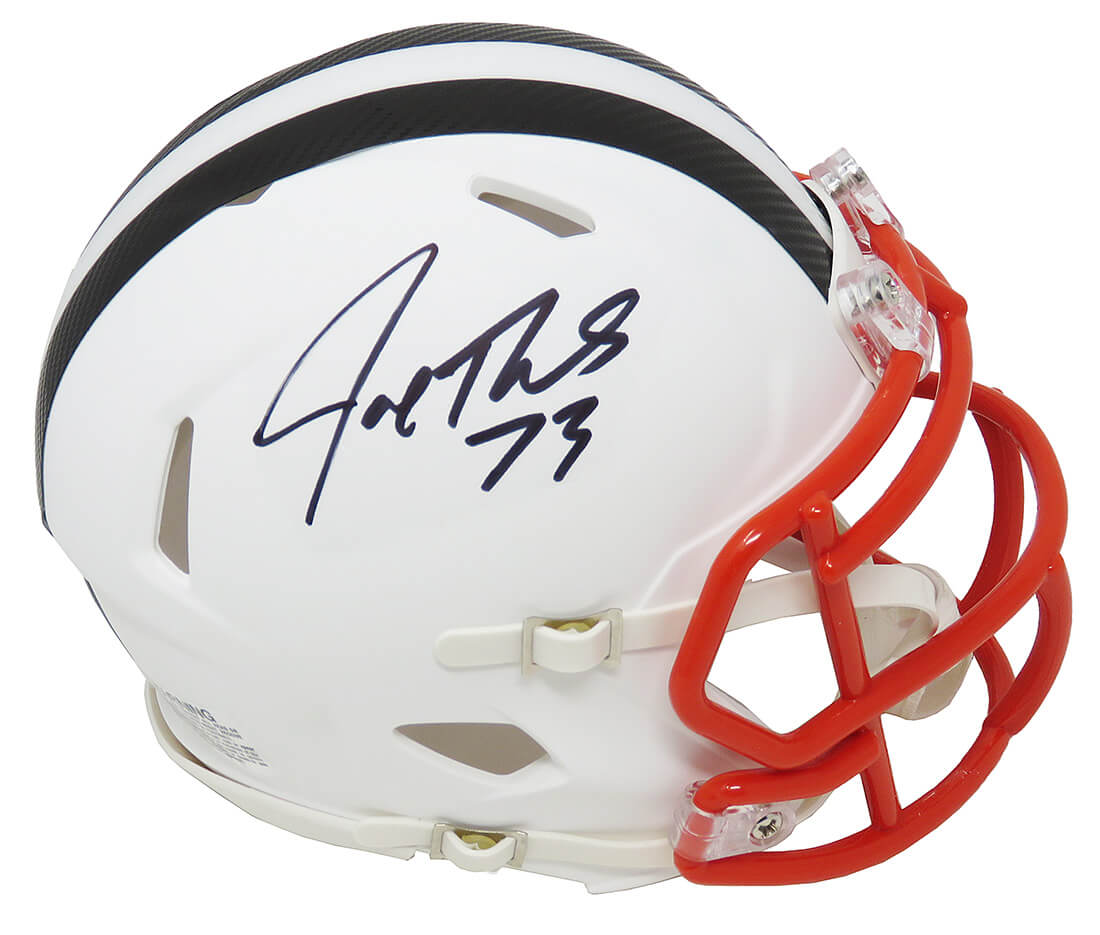 Joe Thomas Signed Cleveland Browns Flat White Matte Riddell Speed Mini Helmet - THOMIN333 - Joe Thomas Signed Cleveland Browns Flat White Matte Riddell Speed Mini Helmet product image