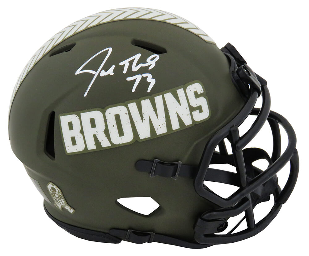 Joe Thomas Signed Cleveland Browns Salute to Service Riddell Speed Mini Helmet - THOMIN340 - Joe Thomas Signed Cleveland Browns Salute to Service Riddell Speed Mini Helmet product image