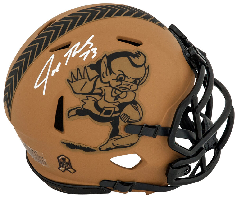 Joe Thomas Signed Cleveland Browns 2023 Salute to Service Riddell Speed Mini Helmet - THOMIN343 - Joe Thomas Signed Cleveland Browns 2023 Salute to Service Riddell Speed Mini Helmet product image