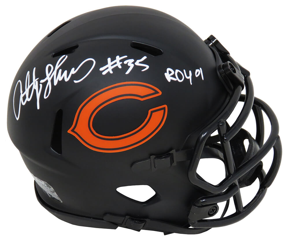 Anthony Thomas Signed Chicago Bears Eclipse Black Matte Riddell Speed Mini Helmet w/ROY'01 - THOMIN362 - Anthony Thomas Signed Chicago Bears Eclipse Black Matte Riddell Speed Mini Helmet w/ROY'01 product image