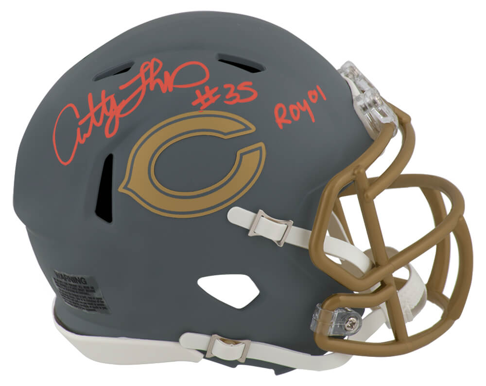 Anthony Thomas Signed Chicago Bears SLATE Riddell Speed Mini Helmet w/ROY'01 - THOMIN364 - Anthony Thomas Signed Chicago Bears SLATE Riddell Speed Mini Helmet w/ROY'01 product image