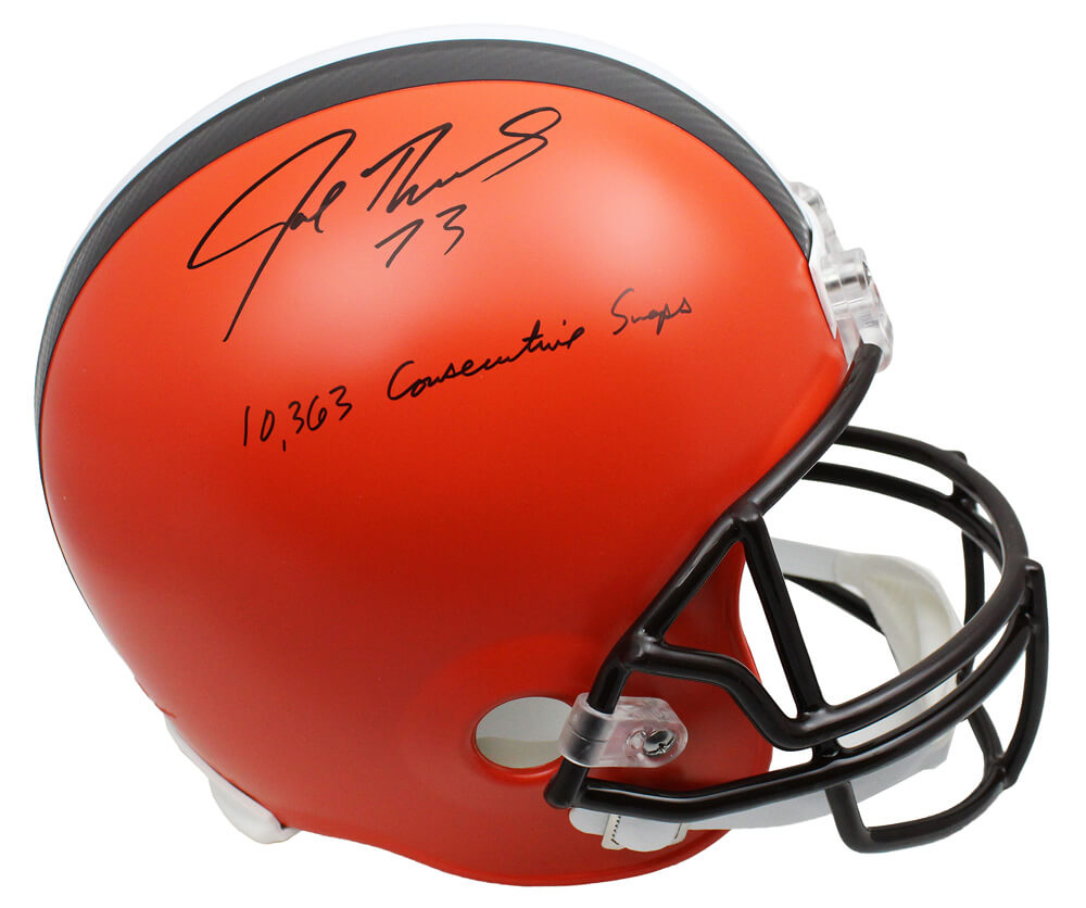 Joe Thomas Signed Cleveland Browns Riddell Full Size Replica Helmet w/10,363 Consecutive Snaps - THOREP321 - Joe Thomas Signed Cleveland Browns Riddell Full Size Replica Helmet w/10,363 Consecutive Snaps product image