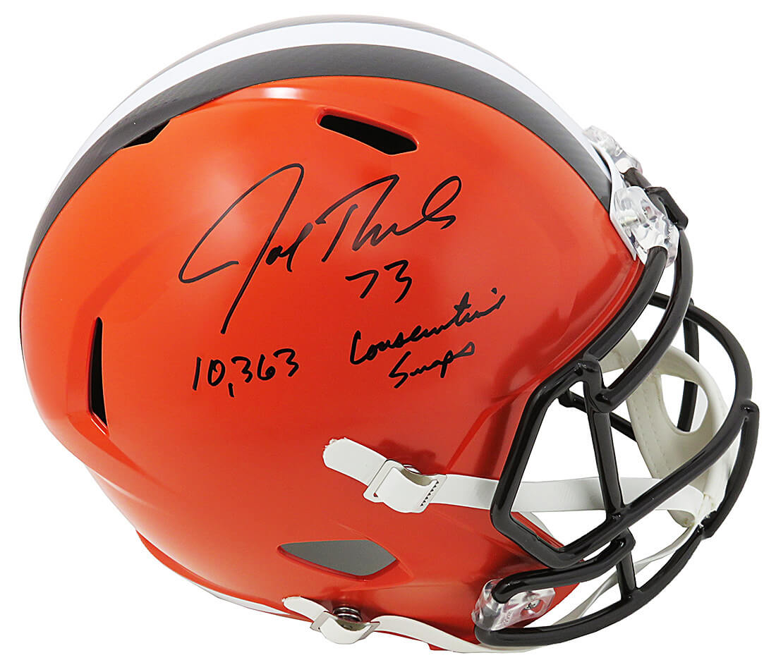 Joe Thomas Signed Cleveland Browns Riddell Full Size Speed Replica Helmet w/10,363 Consecutive Snaps - THOREP325 - Joe Thomas Signed Cleveland Browns Riddell Full Size Speed Replica Helmet w/10,363 Consecutive Snaps product image