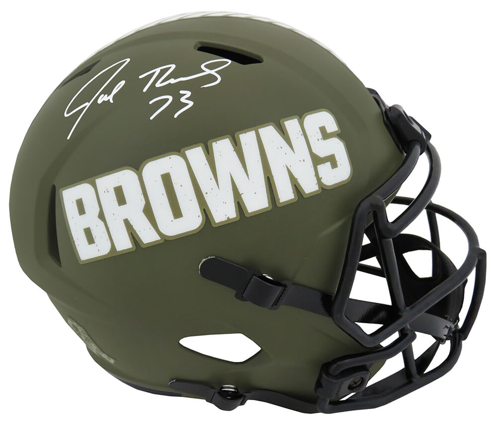 Joe Thomas Signed Cleveland Browns Salute to Service Riddell Full Size Speed Replica Helmet - THOREP341 - Joe Thomas Signed Cleveland Browns Salute to Service Riddell Full Size Speed Replica Helmet product image