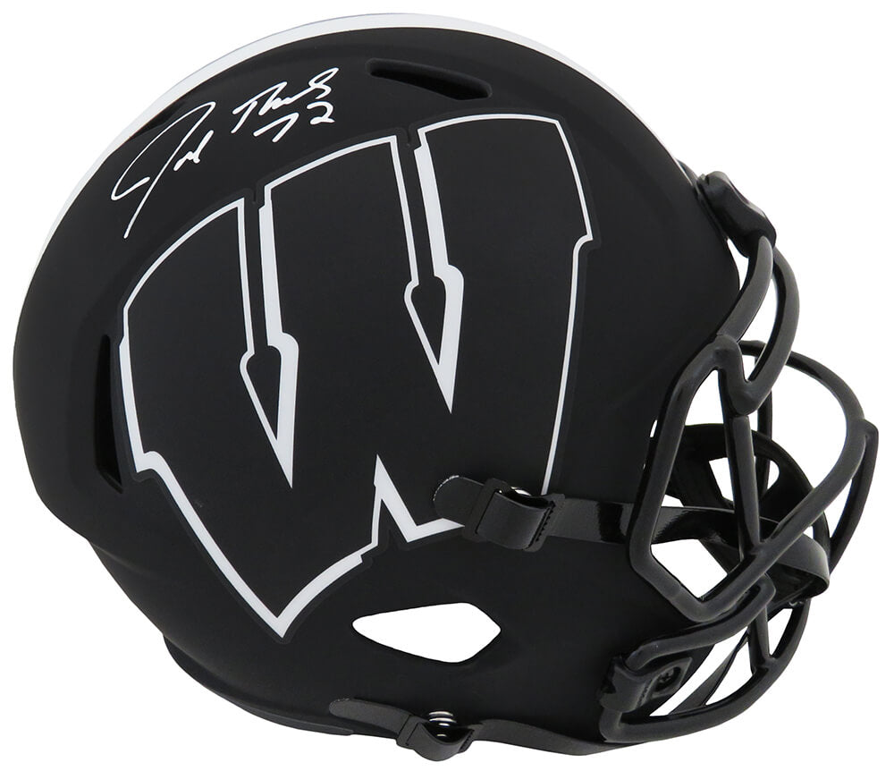 Joe Thomas Signed Wisconsin Badgers Eclipse Black Matte Riddell Full Size Speed Replica Helmet - THOREP343 - Joe Thomas Signed Wisconsin Badgers Eclipse Black Matte Riddell Full Size Speed Replica Helmet product image