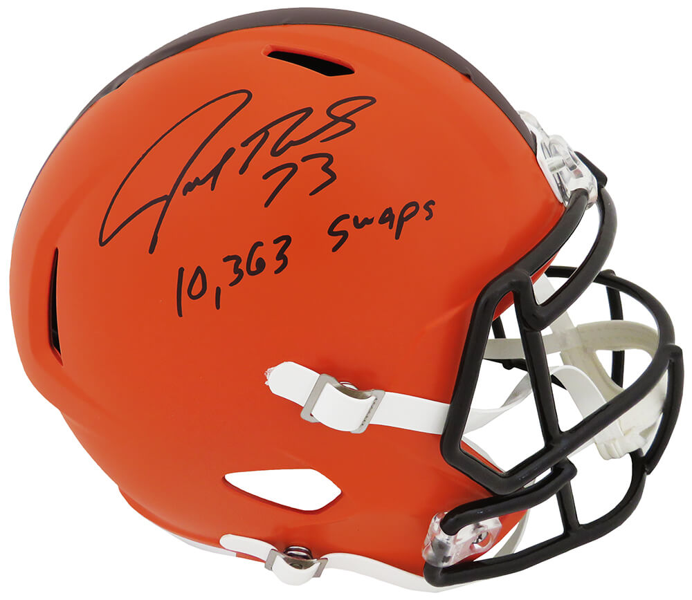 Joe Thomas Signed Cleveland Browns Riddell Full Size Speed Replica Helmet w/10,363 Snaps - THOREP344 - Joe Thomas Signed Cleveland Browns Riddell Full Size Speed Replica Helmet w/10,363 Snaps product image