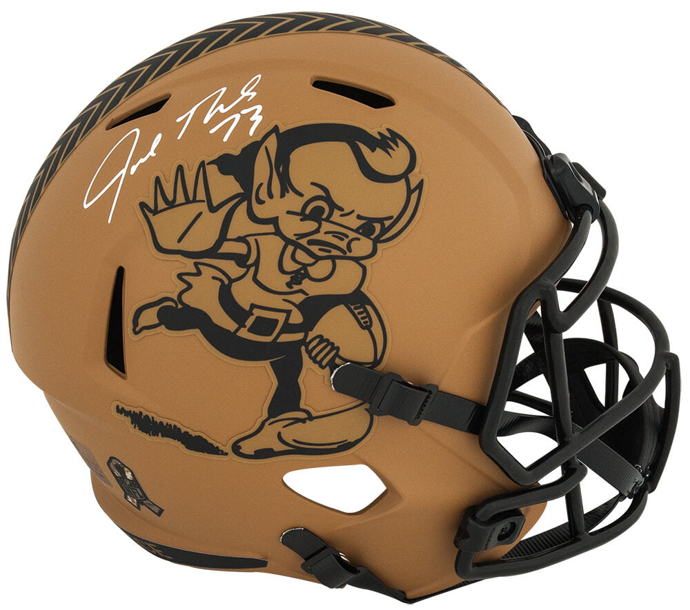 Joe Thomas Signed Cleveland Browns 2023 Salute to Service Riddell Full Size Speed Replica Helmet - THOREP348 - Joe Thomas Signed Cleveland Browns 2023 Salute to Service Riddell Full Size Speed Replica Helmet product image