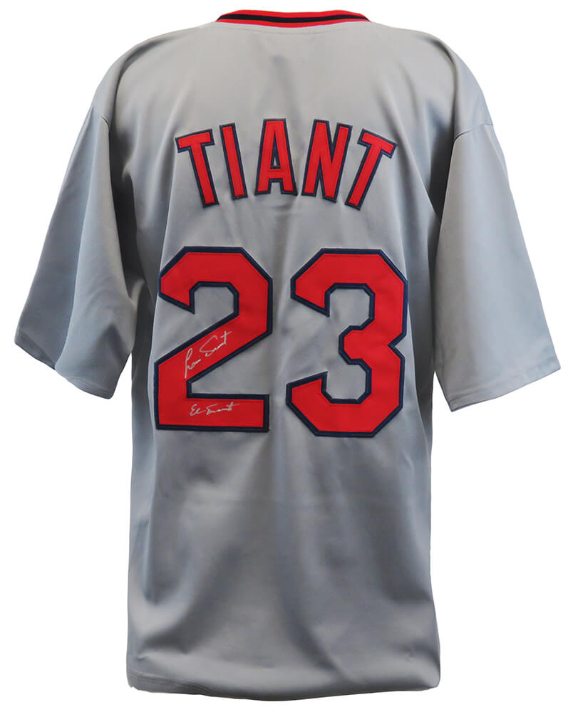 Luis Tiant Signed Gray Custom Baseball Jersey w/El Tiante - TIAJRY100 - Luis Tiant Signed Gray Custom Baseball Jersey w/El Tiante product image