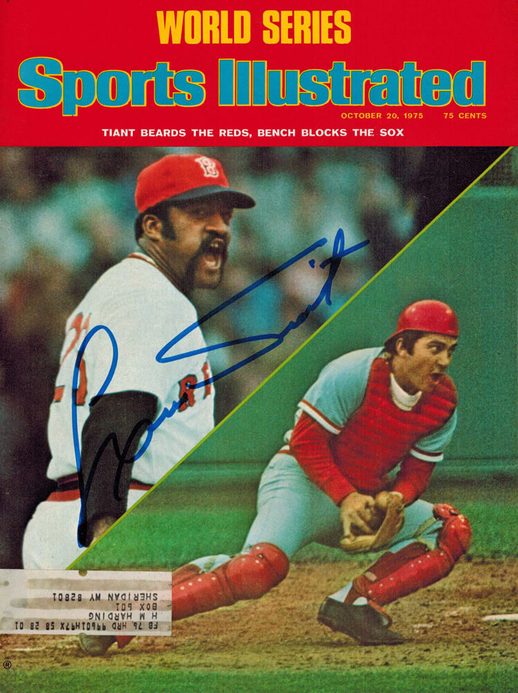 Luis Tiant Signed Red Sox 1975 World Series Sports Illustrated 10/20/75 w/Johnny Bench - TIAMAG100 - Luis Tiant Signed Red Sox 1975 World Series Sports Illustrated 10/20/75 w/Johnny Bench product image
