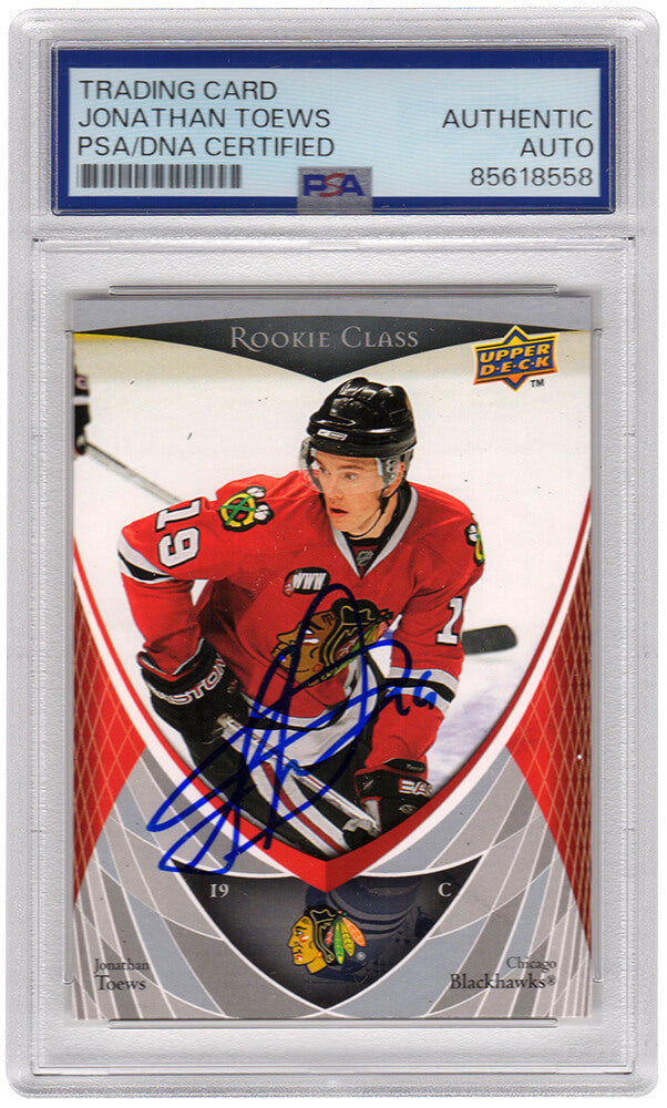 Jonathan Toews Signed 2007-08 Upper Deck NHL Hockey Rookie Box Set Hockey Card #43 - (PSA Encapsulated) - TOECAR403 - Jonathan Toews Signed 2007-08 Upper Deck NHL Hockey Rookie Box Set Hockey Card #43 - (PSA Encapsulated) product image