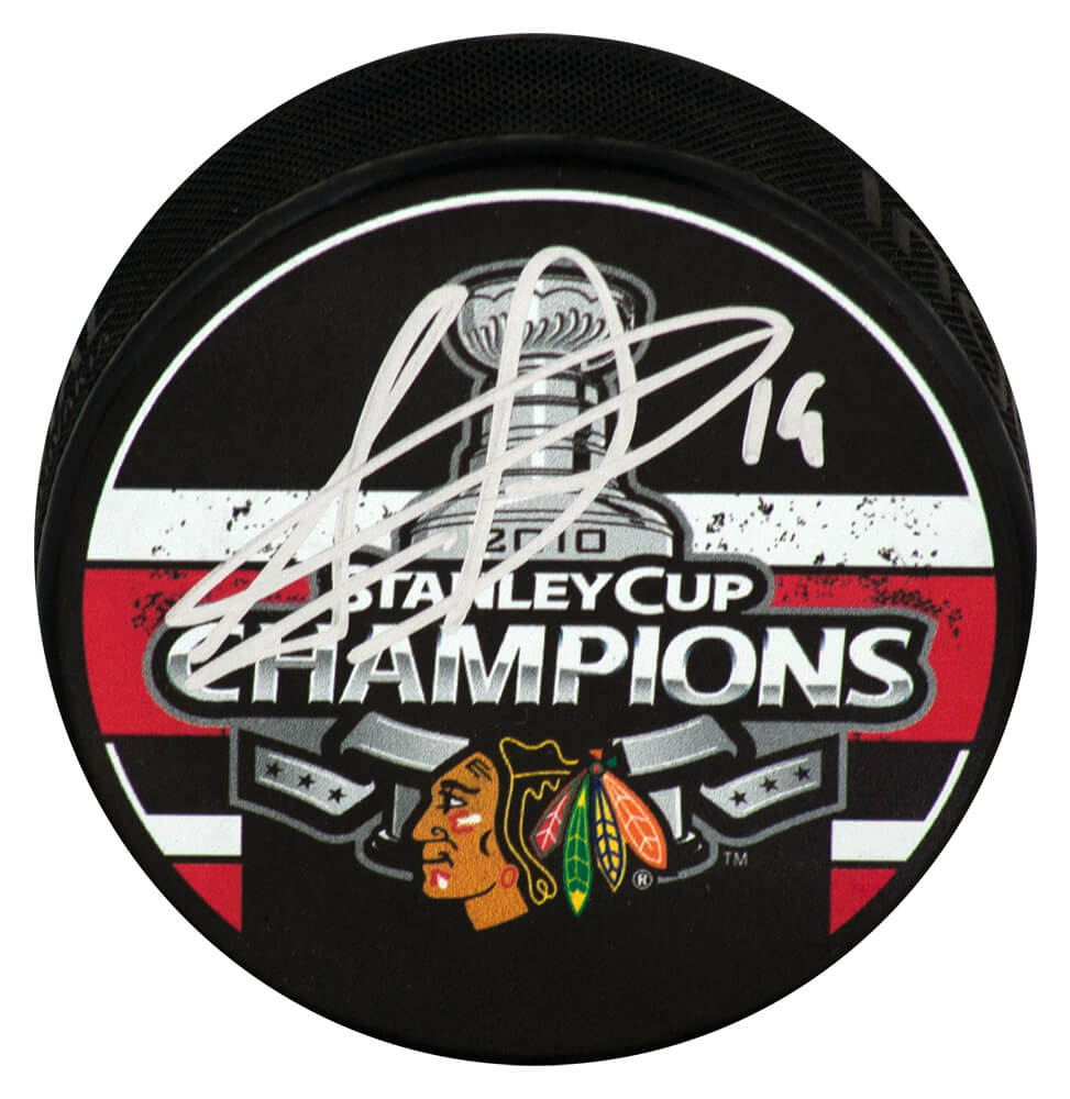 Jonathan Toews Signed Chicago Blackhawks 2010 Stanley Cup Champs Logo Hockey Puck - TOEPUC404 - Jonathan Toews Signed Chicago Blackhawks 2010 Stanley Cup Champs Logo Hockey Puck product image