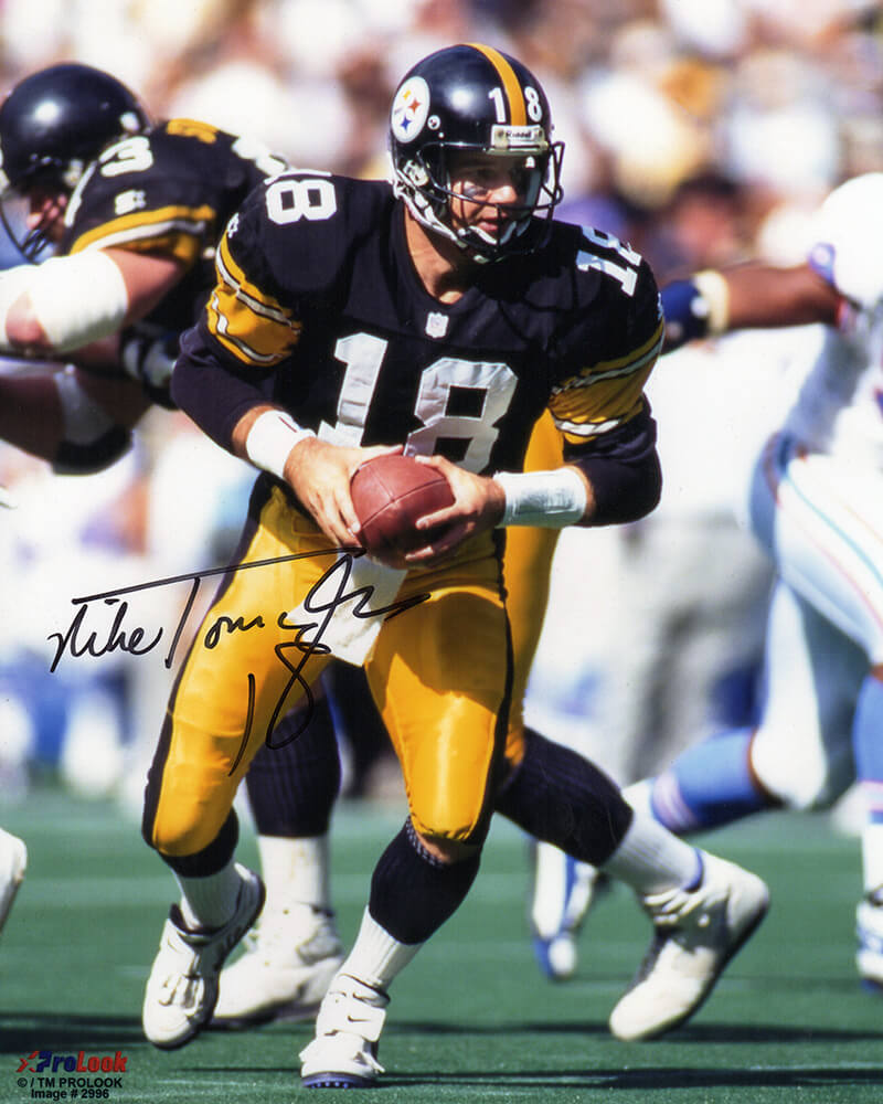 Mike Tomczak Signed Pittsburgh Steelers Black Jersey Action 8x10 Photo - TOM08P306 - Mike Tomczak Signed Pittsburgh Steelers Black Jersey Action 8x10 Photo product image