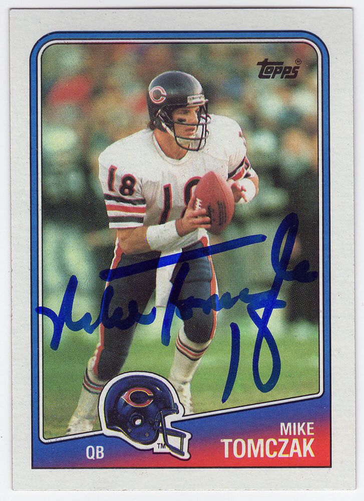 Mike Tomczak Signed Chicago Bears 1988 Topps Rookie Football Trading Card #70 - TOMCAR302 - Mike Tomczak Signed Chicago Bears 1988 Topps Rookie Football Trading Card #70 product image