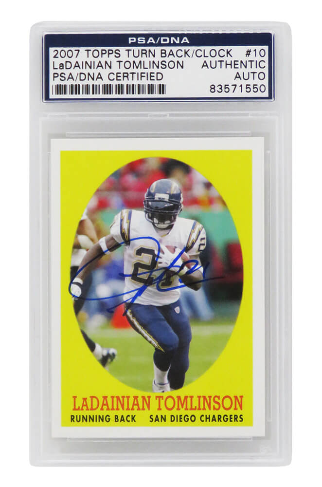 Ladainian Tomlinson Signed Chargers 2007 Topps Turn Back The Clock Trading Card #10 - (PSA/DNA Encapsulated) - TOMCAR311 - Ladainian Tomlinson Signed Chargers 2007 Topps Turn Back The Clock Trading Card #10 - (PSA/DNA Encapsulated) product image