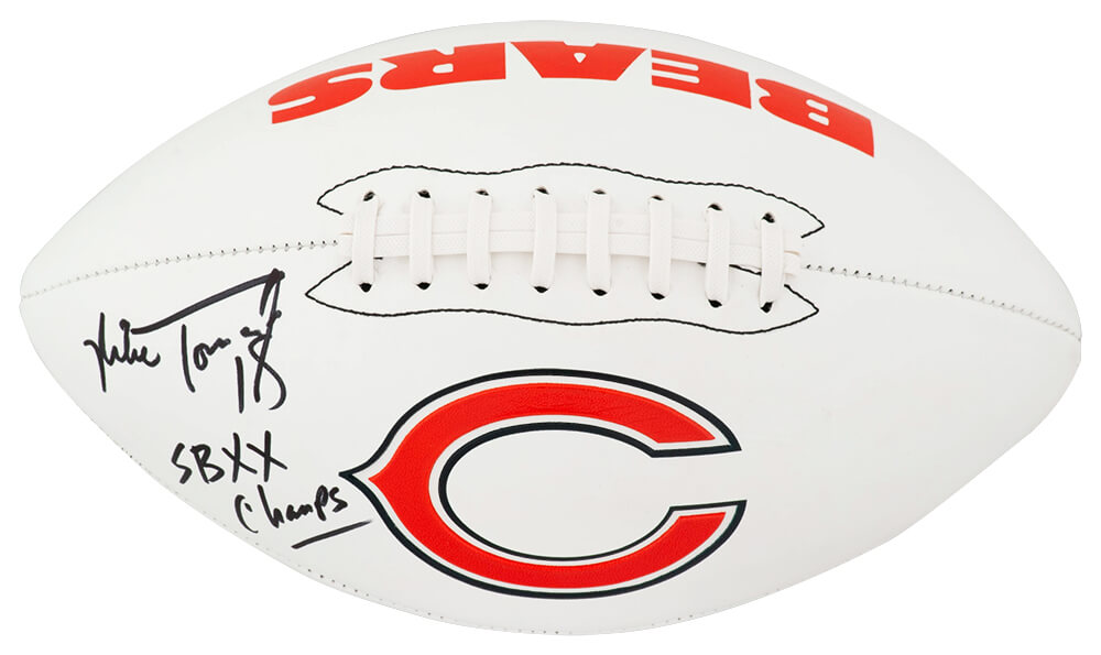 Mike Tomczak Signed Chicago Bears Logo Franklin White Football w/SB XX Champs - TOMFTB302 - Mike Tomczak Signed Chicago Bears Logo Franklin White Football w/SB XX Champs product image